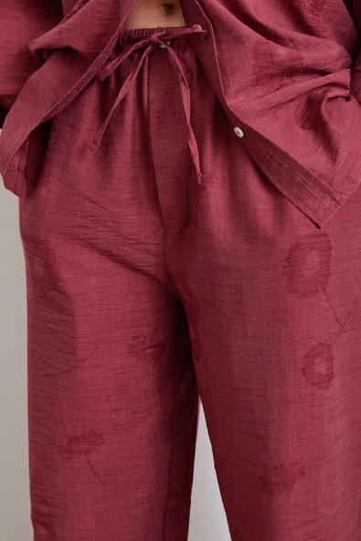 Arka Cepli Salaş Pantolon Bordo - 5