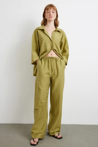 Arka Cepli Salaş Pantolon Yeşil - 5