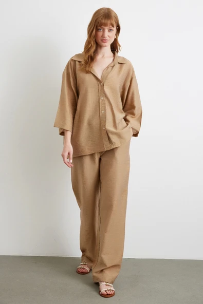 Arka Cepli Salaş Pantolon Kahve - 3