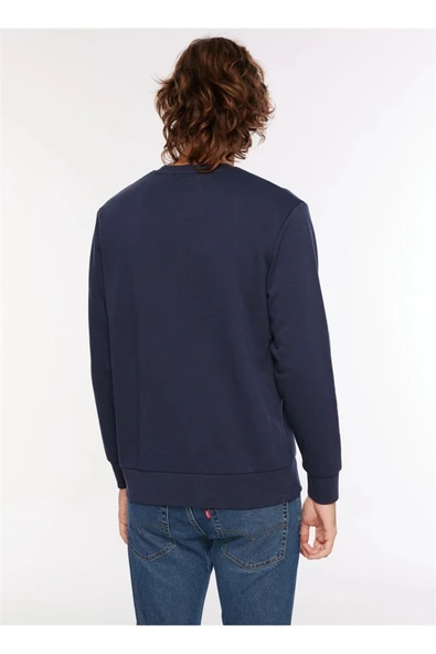 Bisiklet Yaka Mavi Erkek Sweatshırt A2824-0006 - 2