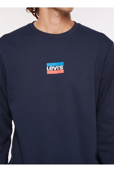 Bisiklet Yaka Mavi Erkek Sweatshırt A2824-0006 - 3