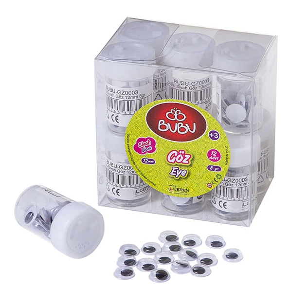 Bu-Bu Oynar Göz Siyah 12 MM 8 gram (12 Tüp)