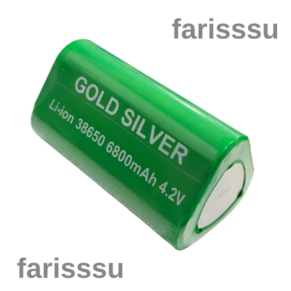 Gold Silver 38650 6800mAh 4.2V Li-ion Şarjlı Pil – El Feneri ve Elektronik Cihazlar İçin - 2