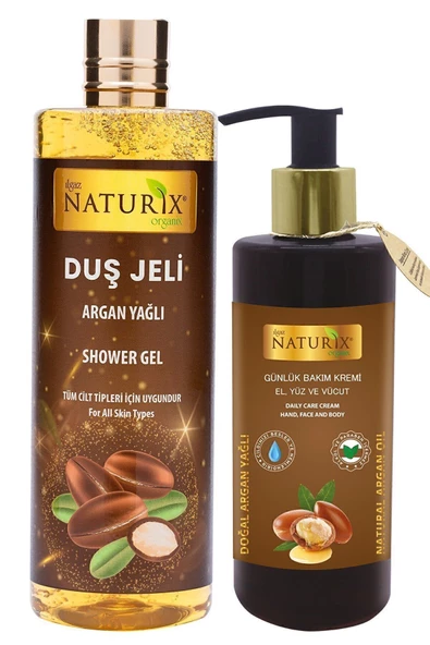 Argan Yağlı Duş Jeli 400 Ml & Argan Yağlı El Yüz Vücut Kremi 250 Ml Doğal ve Nemlendirici Bakım Seti