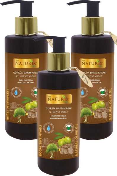 Zeytinyağlı El, Yüz ve Vücut Kremi 250 Ml - 3'lü Eko Paket Nemlendirici ve Onarıcı Vücut Losyonu