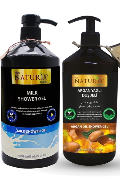 Sütlü Duş Jeli & Argan Yağlı Duş Jeli 2'li Set 1000 Ml