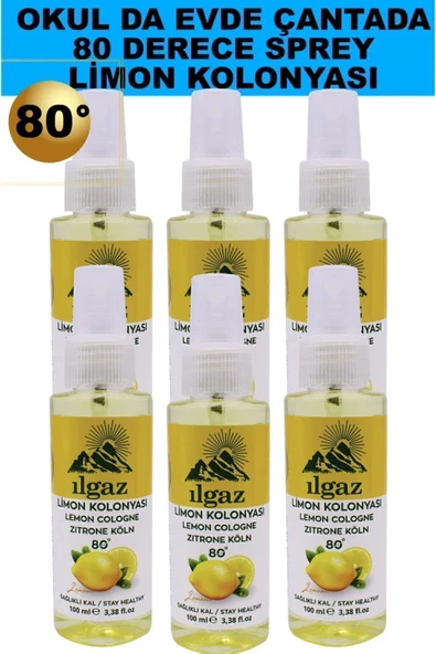Limon Kolonyası 80 Derece 100 Ml - 6'lı Çanta Boy Sprey Kolonya Seti - Hijyenik & Ferahlatıcı