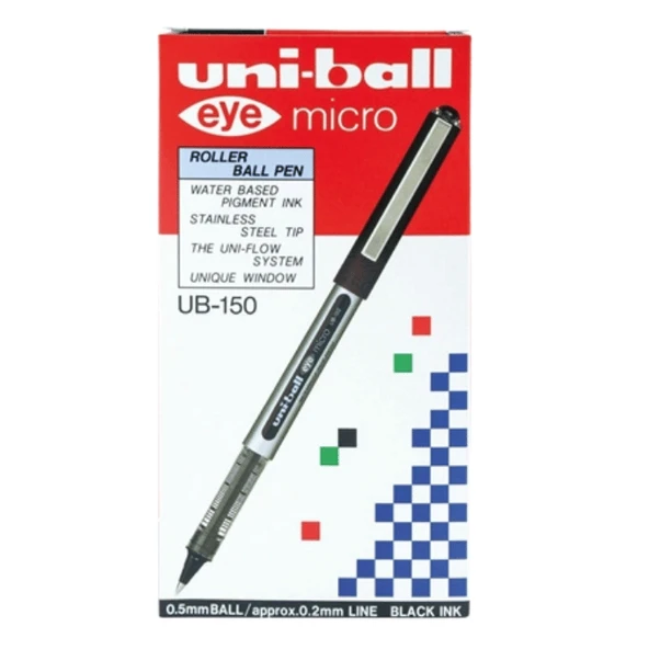 Uni-Ball Roller Kalem Eye Micro Bilye Uç 0.5 MM Siyah 12'li Paket | UB-150