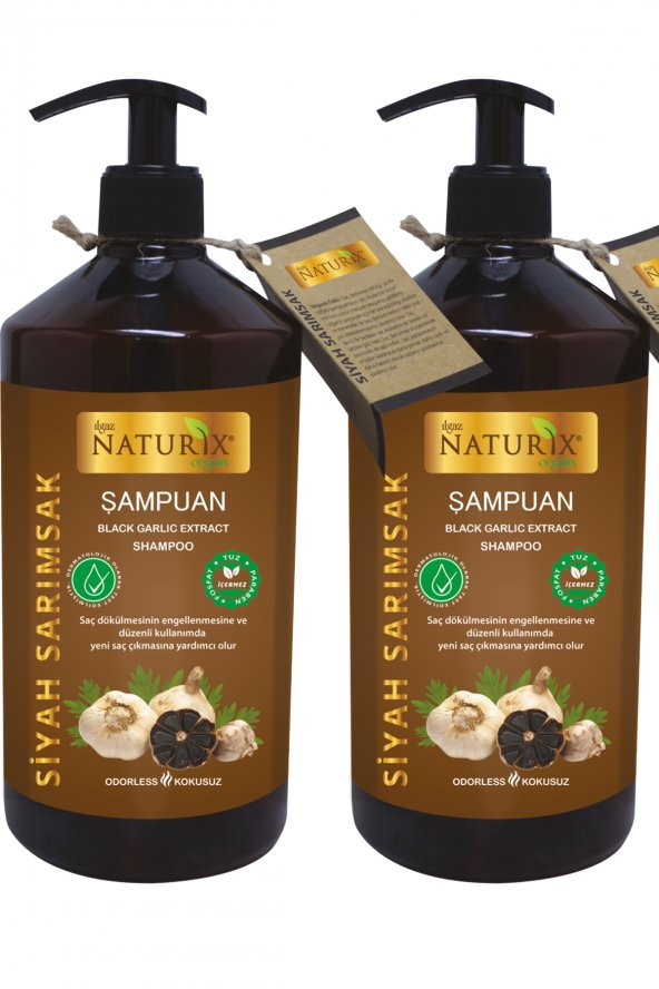 Naturix 2Li Saç Dökülme Karşıtı Doğal Siyah Sarımsak Özlü 500 Ml Saç Bakım Kremi Kara Sarımsak Saç Kremi