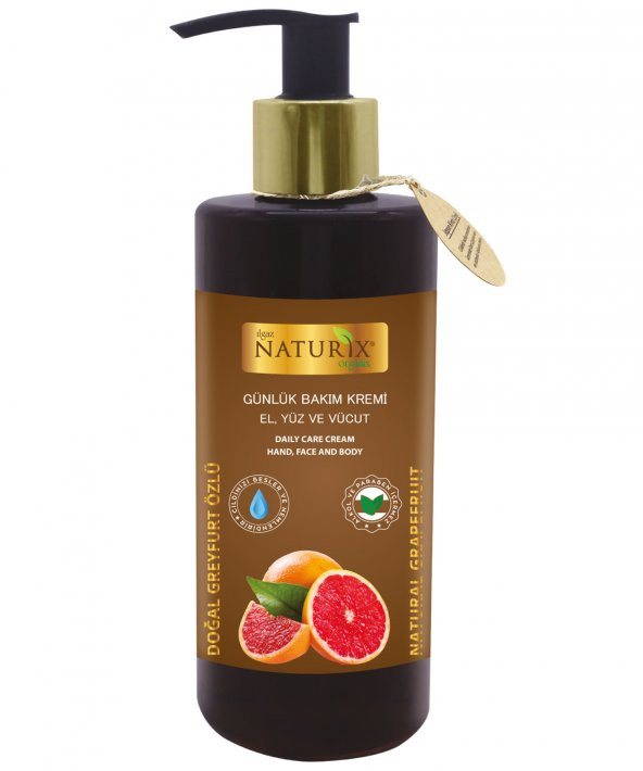 Naturix C Vitaminli Greyfurt Meyve Özlü 250 Ml Günlük Bakım Kremi Organik El - Yüz - Vücut Bakım Kremi