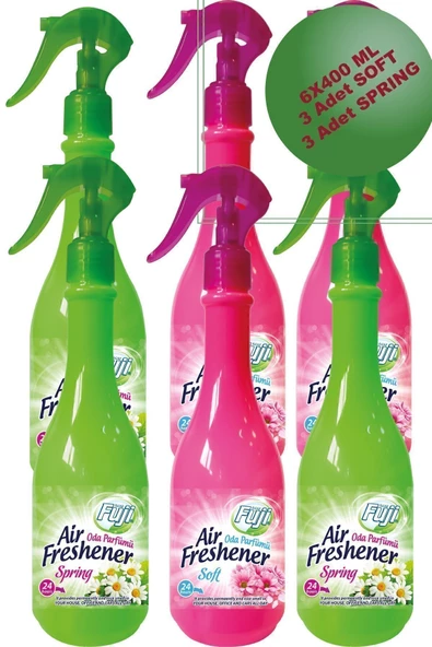 Soft Oda Spreyi 3'lü & Spring Oda Spreyi 3'lü 400 Ml Air Freshener Neon Ortam Kokusu Eko Set