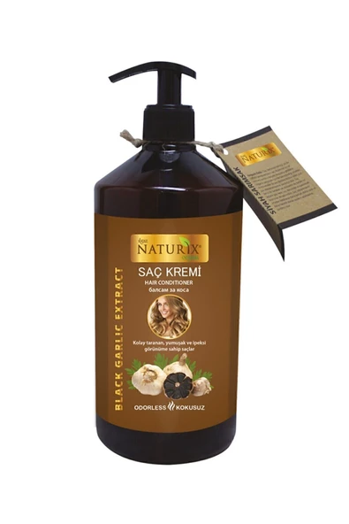 Naturix 3'lü Set  Siyah Sarımsak Şampuan (2 x 600 ml) & Saç Kremi (500 ml)  Saç Bakım Seti - Resim 2