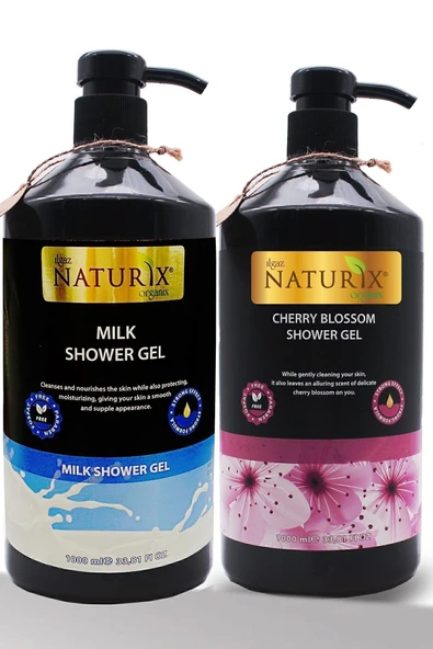 Sütlü Duş Jeli & Japon Kirazı Çiçeği Duş Jeli 2'li Set - 1000 Ml