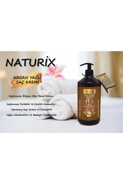 Naturix Tuzsuz Argan Yağlı Şampuan + Saç Kremi + Saç Maskesi 3'lü Bakım Seti - Resim 2
