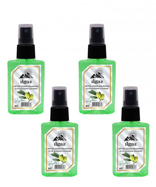 ILGAZ Elegance Series 4Lü Sprey Zeytin Çiçeği Kolonyası 4 x 50 Ml 80 Derece Çanta Boy Kolonya