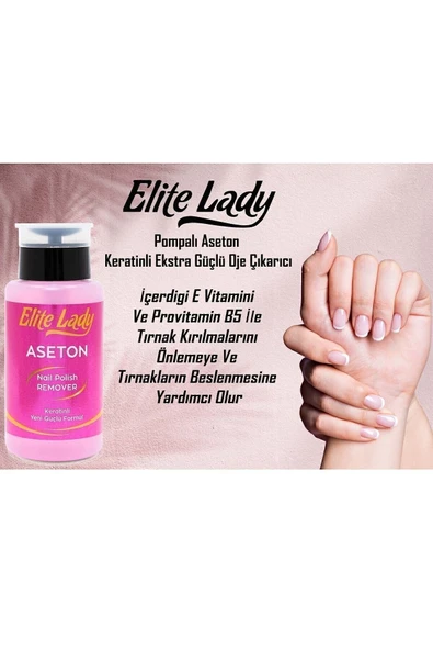 ELİT LADY 200 Ml Pompalı Aseton Keratinli Ekstra Güçlü Oje Çıkarıcı Tırnak Uzamasına Yardımcı Aseton - Resim 3