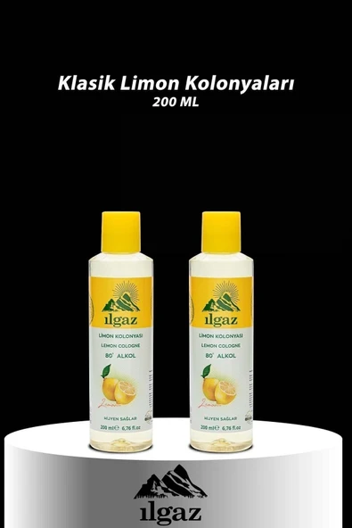 2'li Klasik Limon Kolonyası 80° Derece 200 ml - Ferahlatıcı & Hijyenik Set - 2