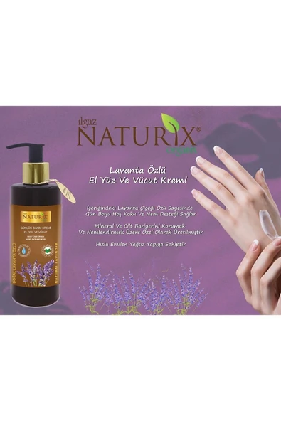 Naturix Lavanta Özlü 250 Ml Organik Nemlendirici El - Yüz - Vücut Bakım Kremi Yatıştırıcı Krem - 4