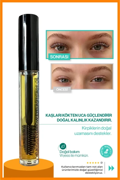 Organik Kaş Kirpik Bakım Yağı - Lavanta Yağı, Biberiye Yağı, E Vitaminli