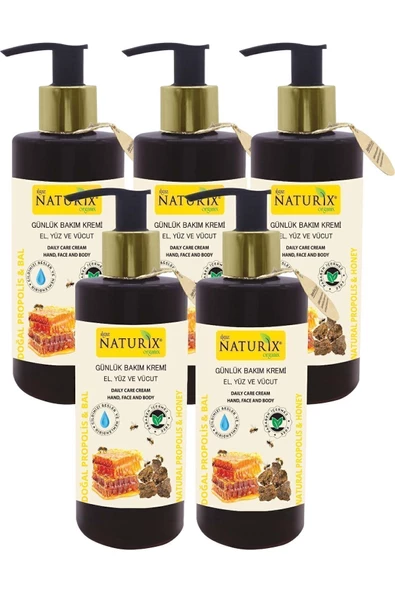Bal & Propolis Özlü El, Yüz ve Vücut Bakım Kremi 250 Ml - 5'li Eko Paket Nemlendirici ve Onarıcı Vücut Losyonu