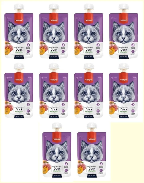 Wanpy Taze Ördekli & Bal Kabaklı Kedi Et Ezmesi 90 Gr*10 LU PAKET