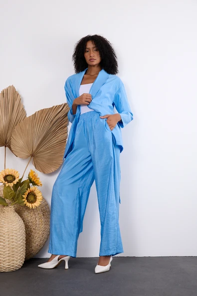 Bebe Mavisi Oversize Kimono Takım - Resim 10