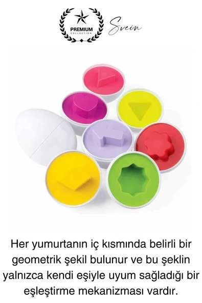 15'li Geometrik Yumurta Eşleme Oyunu Motor Gelişim Görsel Algı Şekilli Eğitici Öğretici Oyuncak - 5