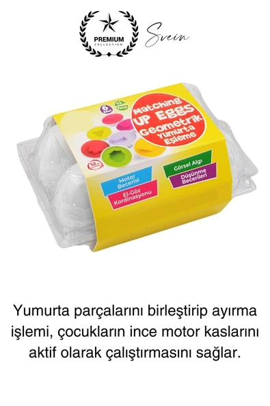 6'lı Geometrik Yumurta Eşleme Oyunu Motor Gelişim Görsel Algı Şekilli Eğitici Öğretici Oyuncak - 3