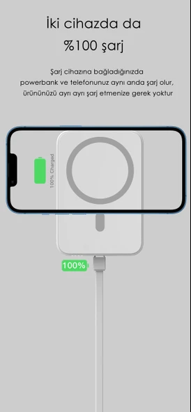 SWORD Magsafe Powerbank 10.000mAh 20W Hızlı Şarj Standlı ve Taşınabilir iPhone ve Android Uyumlu Siyah SW-MGSF10 - 10