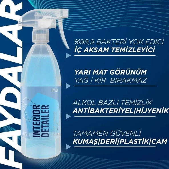 GYEON Q²M İnteriorDetailer Araç İçi Bakteri Virüs Temizleyici - 1000 ml -Alkol Bazlı Dezenfektan - 2