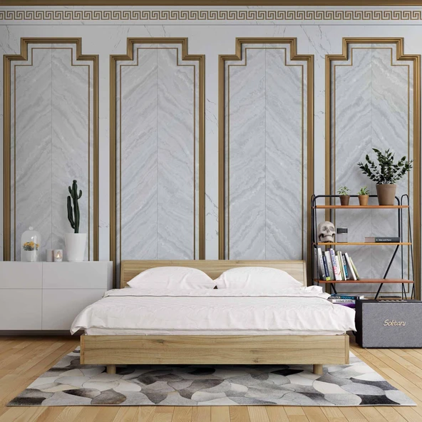 3 Boyutlu Saray Beyaz Düz Panel Duvar Kağıdı Baskı - Resim 2