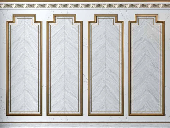 3 Boyutlu Saray Beyaz Düz Panel Duvar Kağıdı Baskı - Resim 6