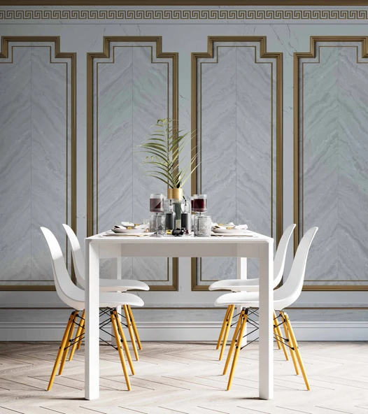 3 Boyutlu Saray Beyaz Düz Panel Duvar Kağıdı Baskı - Resim 5