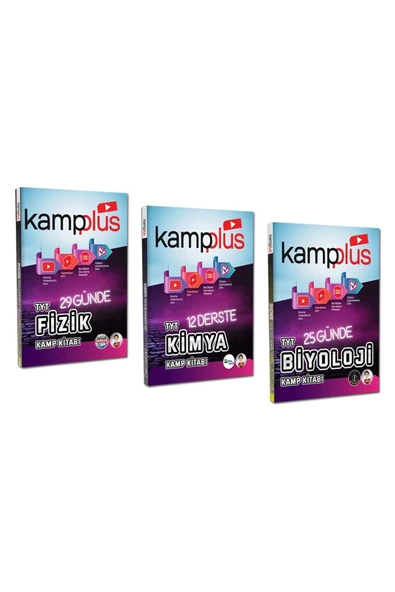 Kampplus Tyt Fen Kamp Set 3 Kitap - 29 Günde Fizik 12 Derste Kimya 25 Günde Biyoloji