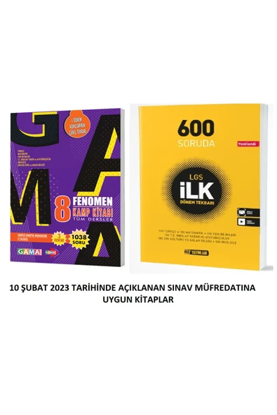 Gama Fenomen Lgs 8. Sınıf 1. Dönem Kamp Kitabı + Hız Ilk 600 1. Dönem Tekrar Kitabı Şubat 2023