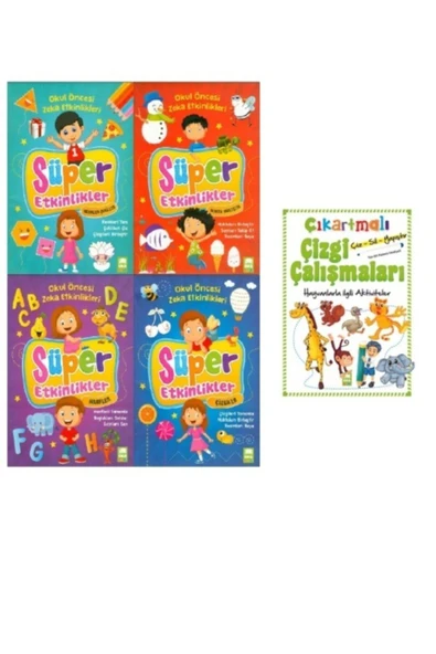 Ema Çocuk Süper Etkinlikler 4lü Set + Çıkartmalı Çizgi Çalışmaları