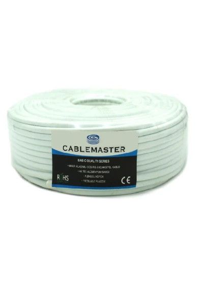 CABLEMASTER Uydu Çanak Anten Kablosu CM-101 48 TEL RG6 U4 BAKIR ALIŞIMLI MAKARASIZ KOAKSİYEL KABLO 100  METRE
