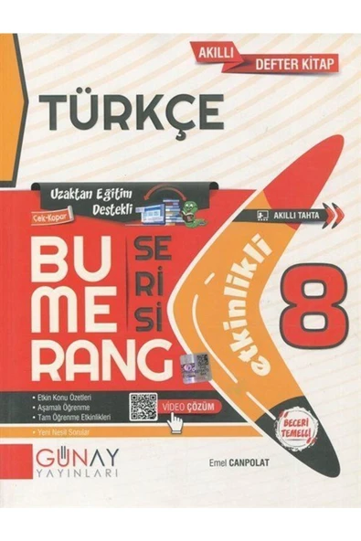 Bumerang Serisi - 8. Sınıf Etkinlikli Türkçe Soru Bankası & Akıllı Defter Kitap
