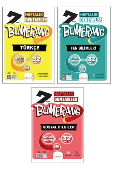 7. Sınıf Bumerang Türkçe + Fen Bilimleri + Sosyal 32 Haftalık Deneme Seti