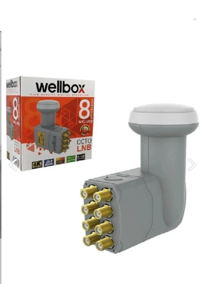 wellbox Ultra HD 4 K 3D Destekli  Sekizli Çıkışlı LNB Yüksek Sinyal Desibelli Sert Plastik Su Gecirmez 4 TV
