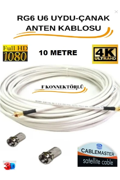VOROBELA 10 METRE ÇANAK ANTEN KABLOSU HAZIR YAPILMIŞ UÇLU 48 TEL KALİTELİ KABLO