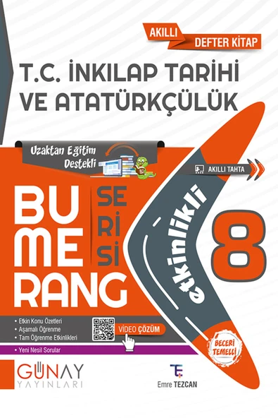 8.Sınıf BUMERANG Serisi İnkılap Tarihi ETKİNLİKLİ Akıllı Kitap 2025 Yeni Öğretim Yılı
