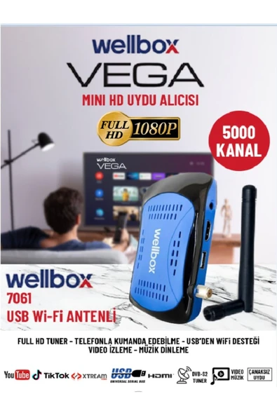 wellbox Vega Çanaklı Çanaksız Wifi Anten Dahil Full Hd Free Ip Yeni Nesil Extra Tuşlu Uyumlu - 6