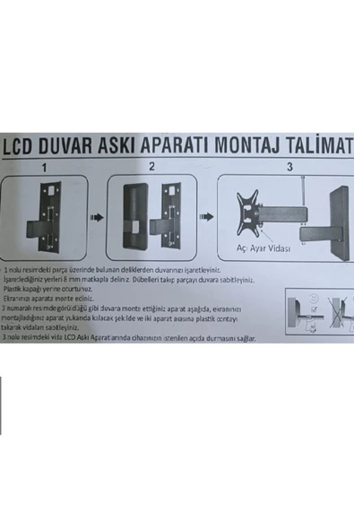 SER END 10/32 Oynar Başlıklı TV Duvar Montaj Ayak 25/82 İnç BoyuT 40/80 Kilo Taşır Extra Kalın Demir - 5