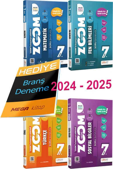 2024 2025 7.SINIF ZOOM SERİSİ SORU BANKASI SETİ 4 Ders (Branş Deneme Hediyeli)