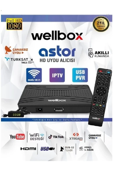 wellbox Sinema Paketli Kendinden Wifli Mini Full HD Uydu Alıcı Tiktok Youtube Ücretsiz Giriş Free İP TV