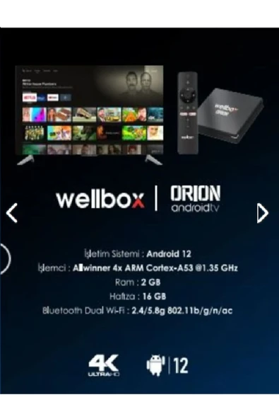VOROBELA 4K Ultra HD Android Mini TV Box Extra Hızlı Extra İçerik Ethernet & Wifi İçerikli Uydu Alıcısı - 4