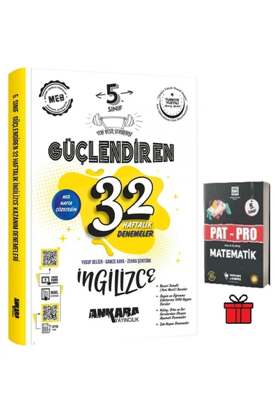 5. Sınıf Güçlendiren 32 Haftalık İngilizce Kazanım Denemesi ve Pat-Pro Matematik Soru Bankası Hediye