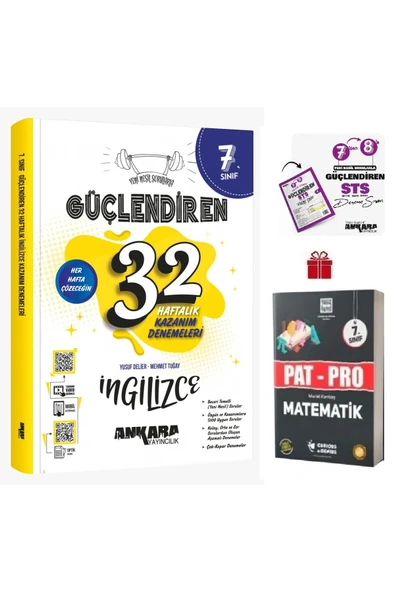 7. Sınıf Güçlendiren 32 Haftalık İngilizce Kazanım Denemesi ve Pat-Pro Matematik S.B.+Sts Denemesi