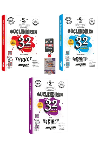 5. Sınıf Güçlendiren Türkçe-Matematik-Fen Bilimleri 32 haftalık Kazanım Denemeleri ve Pat-Pro Matem.